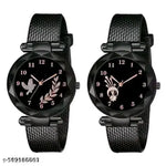 Analog Women's Watch (Black Dial) (Pack of 2)