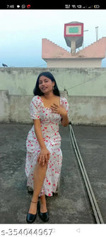 Dresses for girls-, Sleeveless, Scoop Neck, Swing Dress, Polka Dot Floral Print, White
