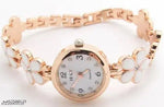 Flower Pattern Analogue Women's or Girls Watch (Rose Gold White)