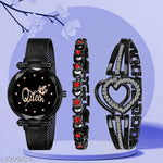 Rose Gold Girls Womens style Girls Hand Watch Luxury Design Steel Chain New Model Analog Women Watch Combo Of 3