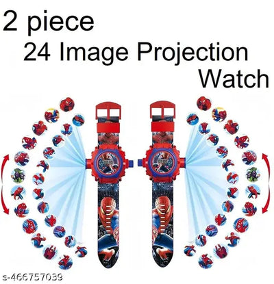 24 Images Unisex Kids Spider PVC Rubber Plastic Digital Wrist Projector Watch with Spiderman Unique Projector Digital Toy Watch for Kids -