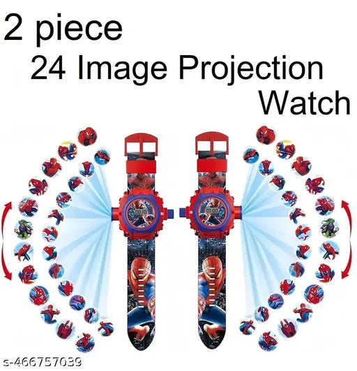 24 Images Unisex Kids Spider PVC Rubber Plastic Digital Wrist Projector Watch with Spiderman Unique Projector Digital Toy Watch for Kids -