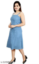 Woman denim Dress/Calf Length Denim dress/Maxi Length Denim Dress/Denim Middi
