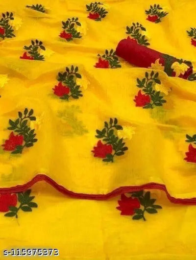 Chanderi Chanderi Cotton Cotton Saree Cotton Silk Cream Simple Lace border Saree With blouse under 300 dailywear fancy sarees