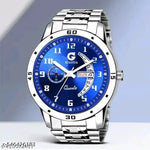 New Premium Branded Super Quality Silver Strap  Metal Steel Belt Analog Watch For Men