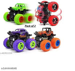 Caught Trendy Monster Trucks for Boys, Pull Back Vehicles Cars for Toddlers, 360° Rotation 4 Wheels Drive Durable Friction Powered Push and Go Toys Truck Best Gift Item for Kids Girls Boys.