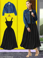 DR.ZOOM Dress With Jacket Women/Girls 100% Premium Quality Material Women Stylish Jacket With Dress COMBO (PACK OF 2) Urbane Latest Women Dresses With Jacket.