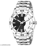 New Premium Branded Super Quality Silver Strap  Metal Steel Belt Analog Watch For Men