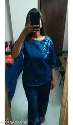 Women's stylish CO-RD SET with embroidery top and bottom wear