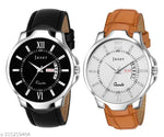 DOIL DOMEC Pack of 2 Black and Brown Trending new Watch for men l Men Watches l New Watches | Lather Watches | Sports Watches | Black watches | Blue Watches New Watches |
