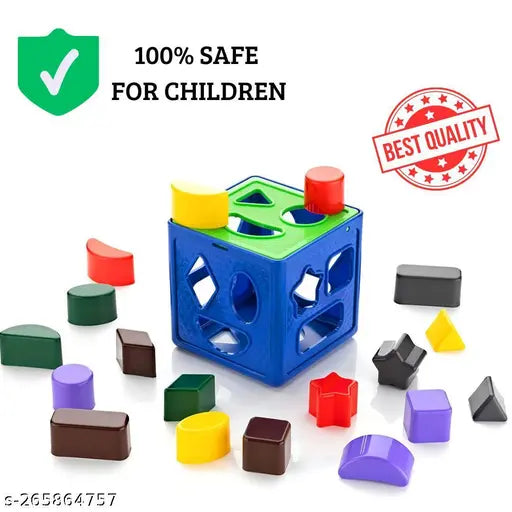Shape Sorting Cube with 18 Shape and Different Color - Kids Activity Toys - Learning and Educational Toys with Multicolour (ISI Approved) (19 pieces)