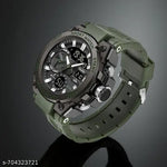 Men's Black Multifunction Sports Watch with Analog Digital Display