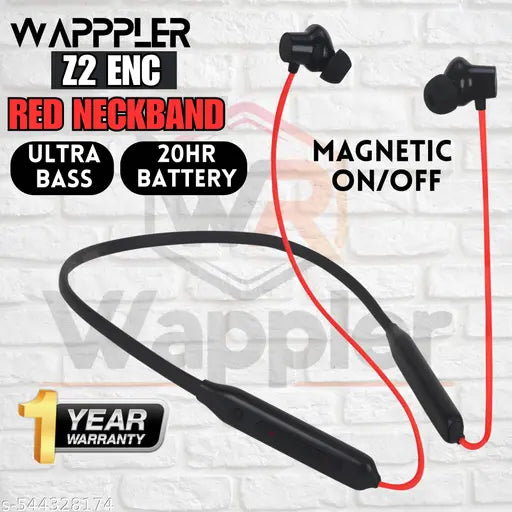 Z2 Red Bluetooth Neckband – Magnetic On/Off | Clear Mic | ENC Mode | 2-Day Battery Life | High Bass | 10mm Drivers