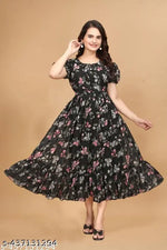 Zanies Women Floral Printed Teal Maxi Dress