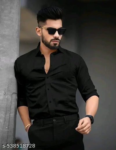 Mens wear trendy look solid readymade long sleeves shirts