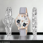 Ronical  Analog White Dial Watch With Heart Shape Rosegold Bracelet Combo For Womens And Girls Pack Of 2 Analog Watch