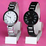 New Ethnic Solid Black Brown Metal Belt Analog Watches Combo for Women