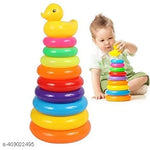 7 Ring Colorful Teddy Rings with Smiley Stacking Play Set Toy for Kids (Multicolor)