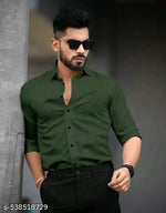 Mens wear trendy look solid readymade long sleeves shirts