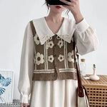 Notty Girl Boho Floral Crochet Button-Front Vest Top