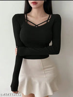 Letest women cold shoulder long sleeve top for girls
