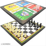 Premium Quality Wooden Ludo + Chess 2 in 1 Board Game With One Set OF Ludo Coins + Dice & Chess Man - For All Ages