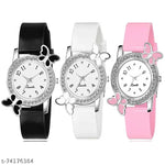 fashion jewellery new for woman and girlsTrendy Watch Bracelet Combo for Girls – Available in Black, White, Blue, Red & Pink