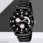 Black Stainless Steel Chain Analog Watch - For Men