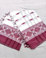 Pure Cotton White & Red Saree Kanjivaram Duraga Puja