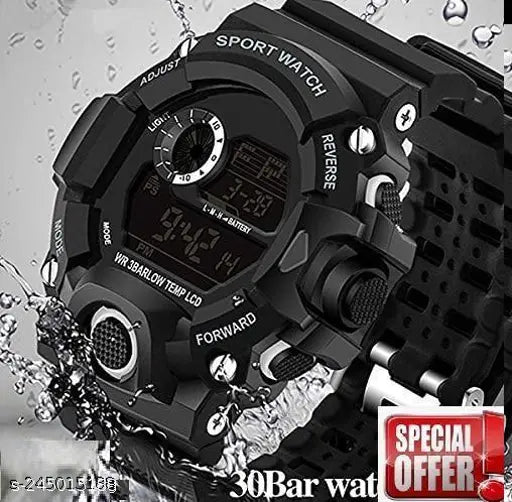 Royal look Digital Watch Shockproof Multi-Functional Automatic Black Color Strap Waterproof Digital Sports Watch for Men's Kids Watch for Boys Watch for Men Pack of 1 Watch Water Resistance Digital Watch
