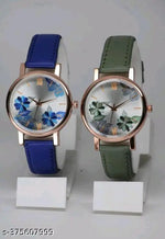 Best Quality Festive Season Flower Designer Round Dial Attractive Leather Belt women watches combo pack of 2 combo wathces for women stylish girl watches combo pack of 2 analog watches wrist watches combo watches