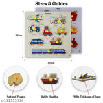 Set of 4 Wooden Knobbed Puzzle Include Wild Animal, Fruits, Transport, Vegetables - Wooden puzzle toys | Best Birthday Gift for Kids Ages 3 to 8 (Size 23x30 CM) Multicolor