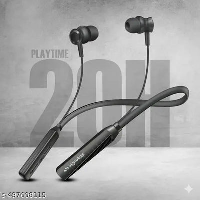 Signatize Bluetooth Earphones with 10mm Drivers, Rich Music Experience, 20+ Hours Playtime, Type C Fast Charging, Neckband Earphones with Voice Assistant-Black