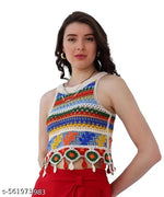 Notty Girl Boho Floral Crochet Button-Front Vest Top