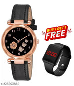 Analogue Magnet Strap Women's Girls Watch Sweet Heart with Digital watch Combo for Girl's & Women's Watch Pack of 2