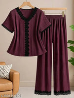 Women's stylish CO-RD SET with embroidery top and bottom wear