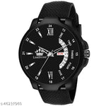 BEST QUALITY BEST PRICE Classy Analogue Black Dial Tranding  Pu Belt Watches For Men Boys