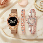Rose Gold Girls Womens style Girls Hand Watch Luxury Design Steel Chain New Model Analog Women Watch Combo Of 3