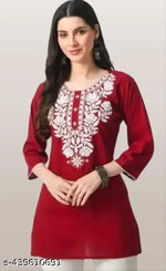 Rayon Top With White color of Embroidery