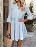 Striped Mini Dress with Flared Sleeves Casual Summer Vibes
