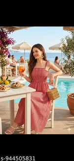 Casual Polyester Blend Puff Sleeves V-Neck Knee Legnth Drawstring Dress (41