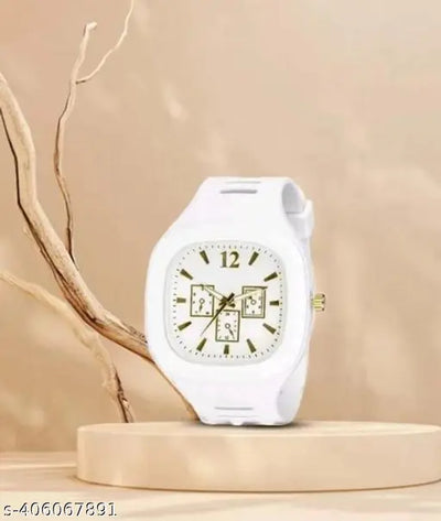 Square Analog Watches with Silicon Strap Stylish ADDI Designer Combo Watch for Mens & Boys