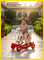 Chetak Convertible Playful Pony for Kids in Pink and Grey - Multifunctional Playmate for Children