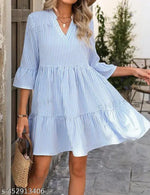 Striped Mini Dress with Flared Sleeves Casual Summer Vibes