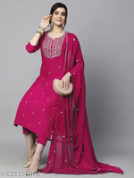 Viscose Rayon Kurta Pant Dupatta Set, Kurti Pant Dupatta Set, Kurta Set, Kurti Set, Solid kurta Set, fancy Kurta Set, Purple Kurta Pant Set, Embroidered Kurta Set, Ethnic Set, Latest Kurta Set, Designer Kurta Set, Women Kurta Set