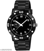 BEST QUALITY BEST PRICE Classy Analogue Black Dial Tranding  Pu Belt Watches For Men Boys