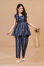 Women Loose Fit Co Ord Set, Printed Two Piece Set