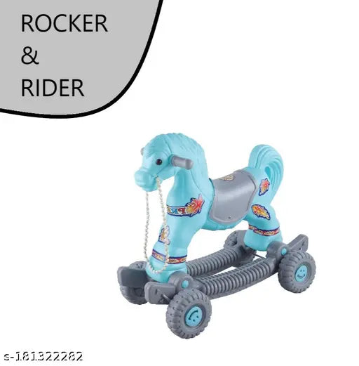 Boy's and Girl's 2 in 1 Baby Horse Rider/Rocker for Kids 1-3 Years Birthday Gift, Jolly Horse, Pack 1