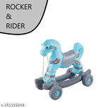 kiddykin Musical 2 in 1 Horse Rocker Cum Rider-Kids Ride On Push Car with Parent Control Toy Toddler Baby Toy 1-4 Years Old Indoors and Outdoors Kids Suitable for Boys & Girls (Blue)
