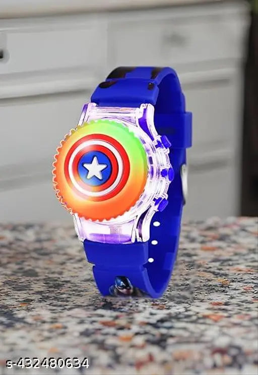 Digital Watch For Kids Spinner Cap With Multi Disco Light Glowing